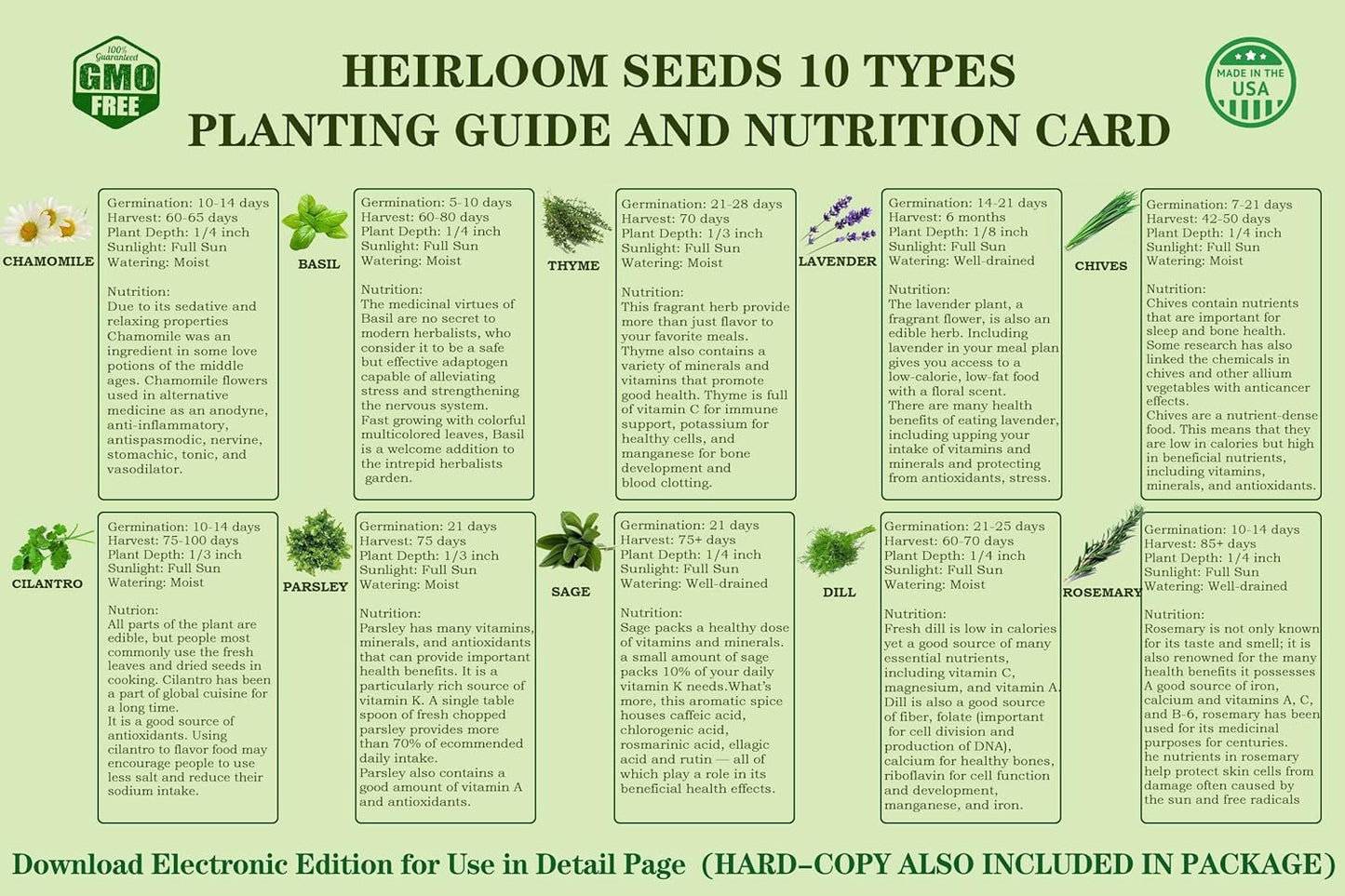 10 Herb Seeds Garden Starter Grow Kit with White Pots, Markers, Nutritional Soil, Watering, Herb Clipper, Complete Indoor Potted Plant Growing Set for Kitchen DIY