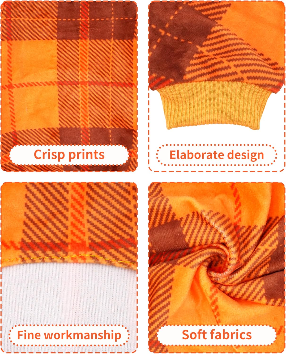 PET SHOW 4 Pack Small Dog Pajamas Holiday Dog Clothes for Medium Dogs Girl Boy Soft Stretchy PJs Plaid Jumpsuit Puppy Cats Fall Onesies Christmas Outfits with Sleeve Pets Dachshund Costume(M, Plaid)